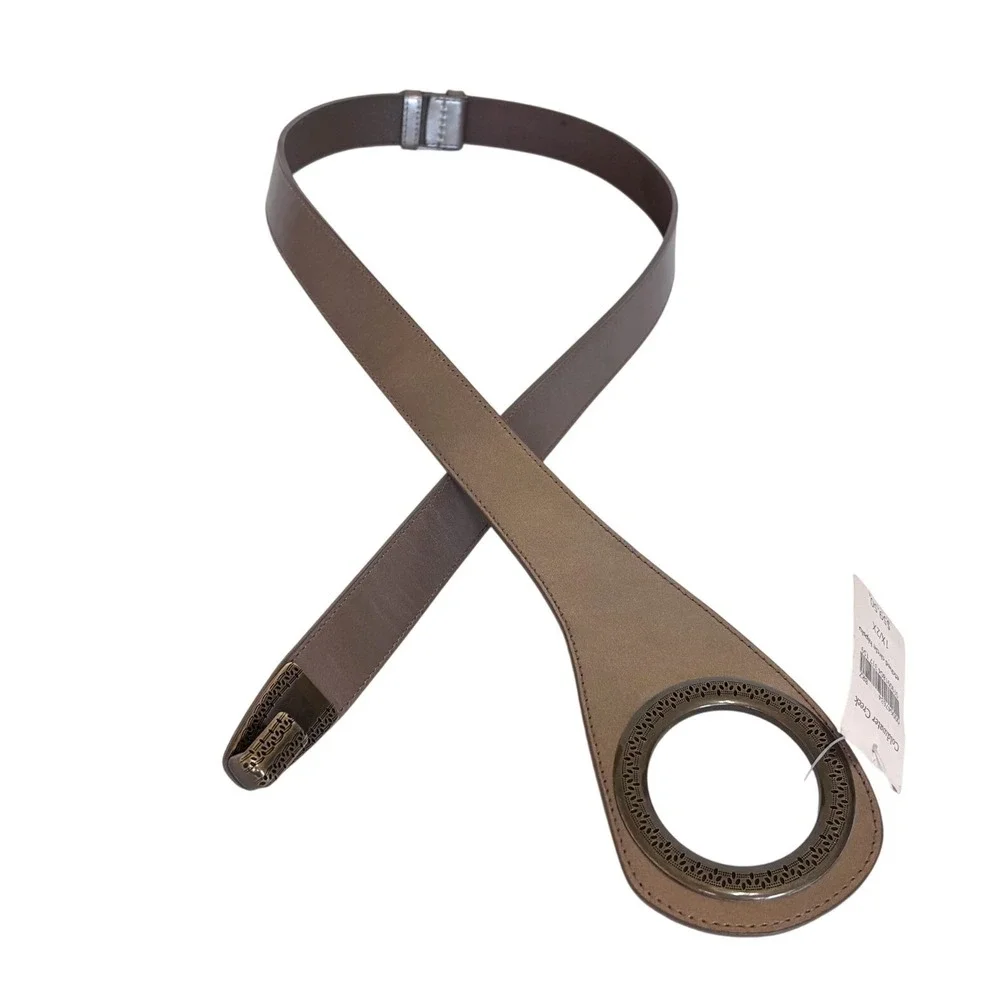 Coldwater Creek Womens Boho Circle Buckle Belt Size‎ 1X/2X Bronze Leather Boho
